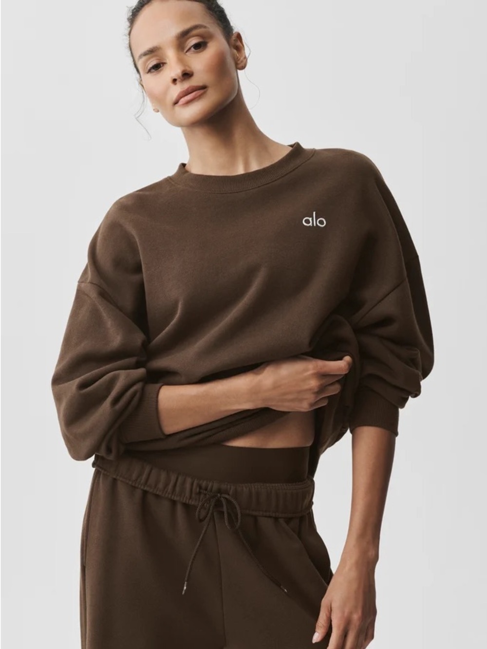 ALO Yoga Brown Relaxed Crewneck Sweatshirt
